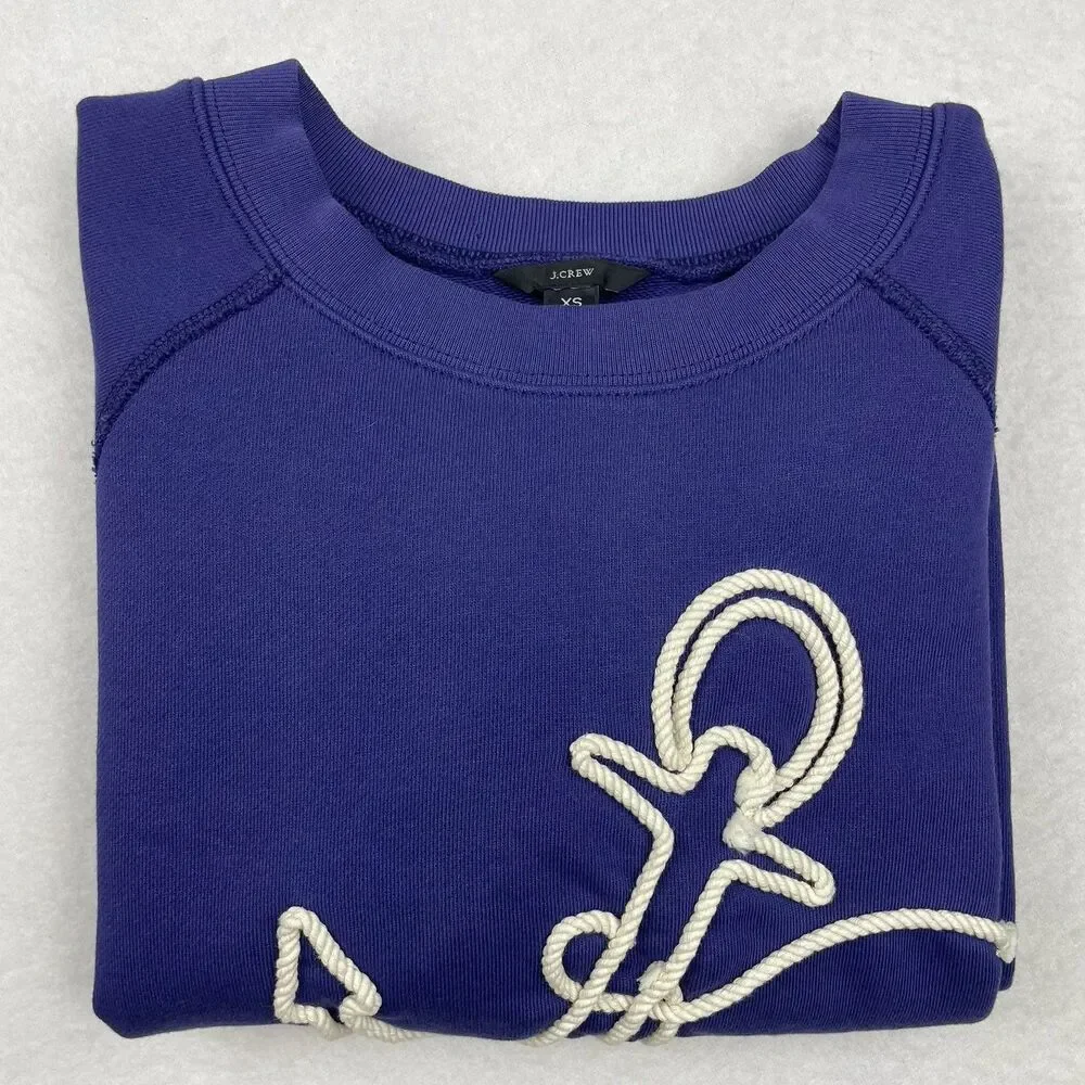 J Crew Women’s Nautical Rope Anchor Sweater Fisherman Purple-XS